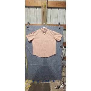 Arrow Men's Button-down Short Sleeve Orange/Blue Stripe Shirt Size‎ XXL